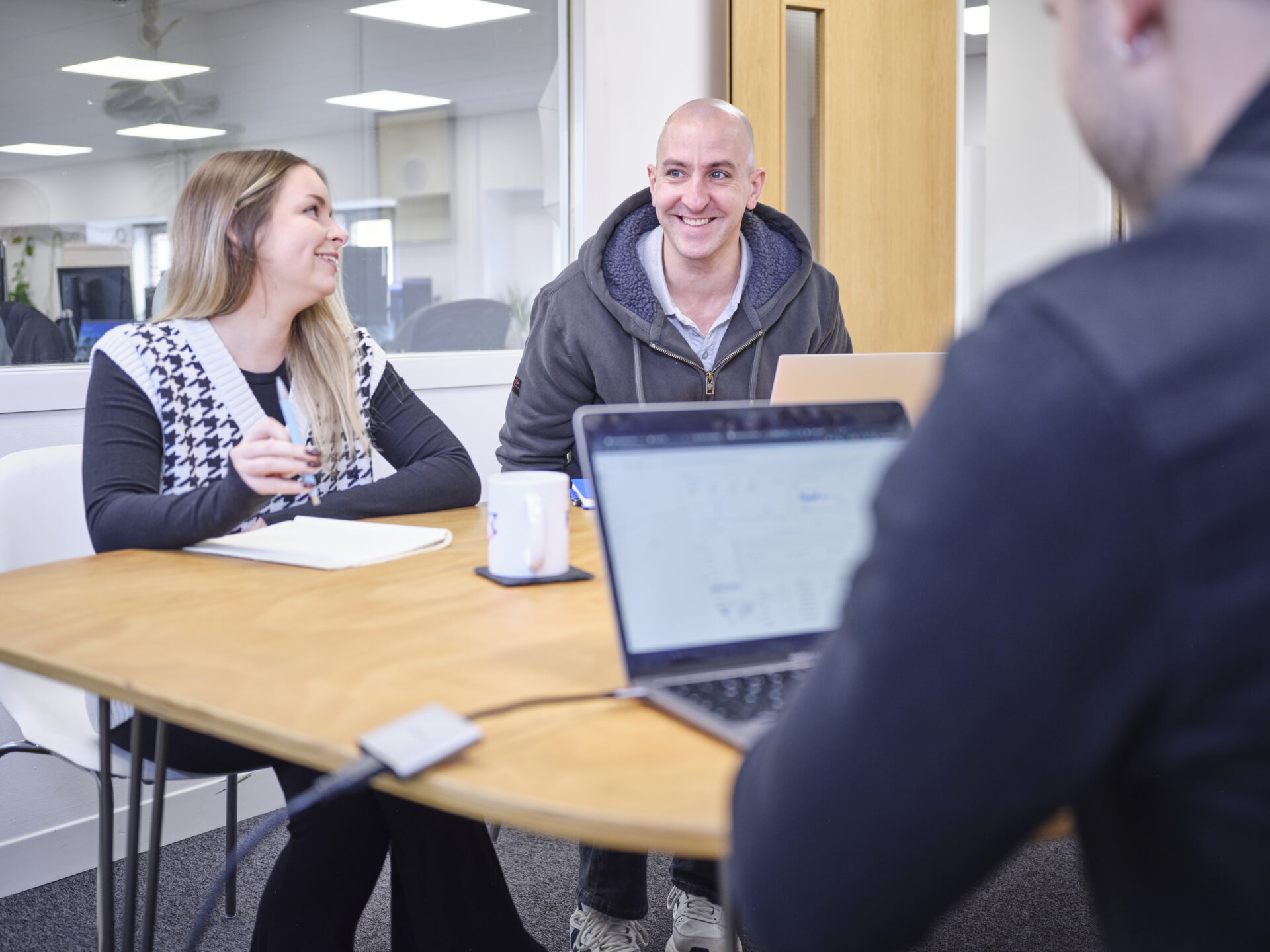 Full colour office shot in meeting room 1 with Chris A and Klaudia