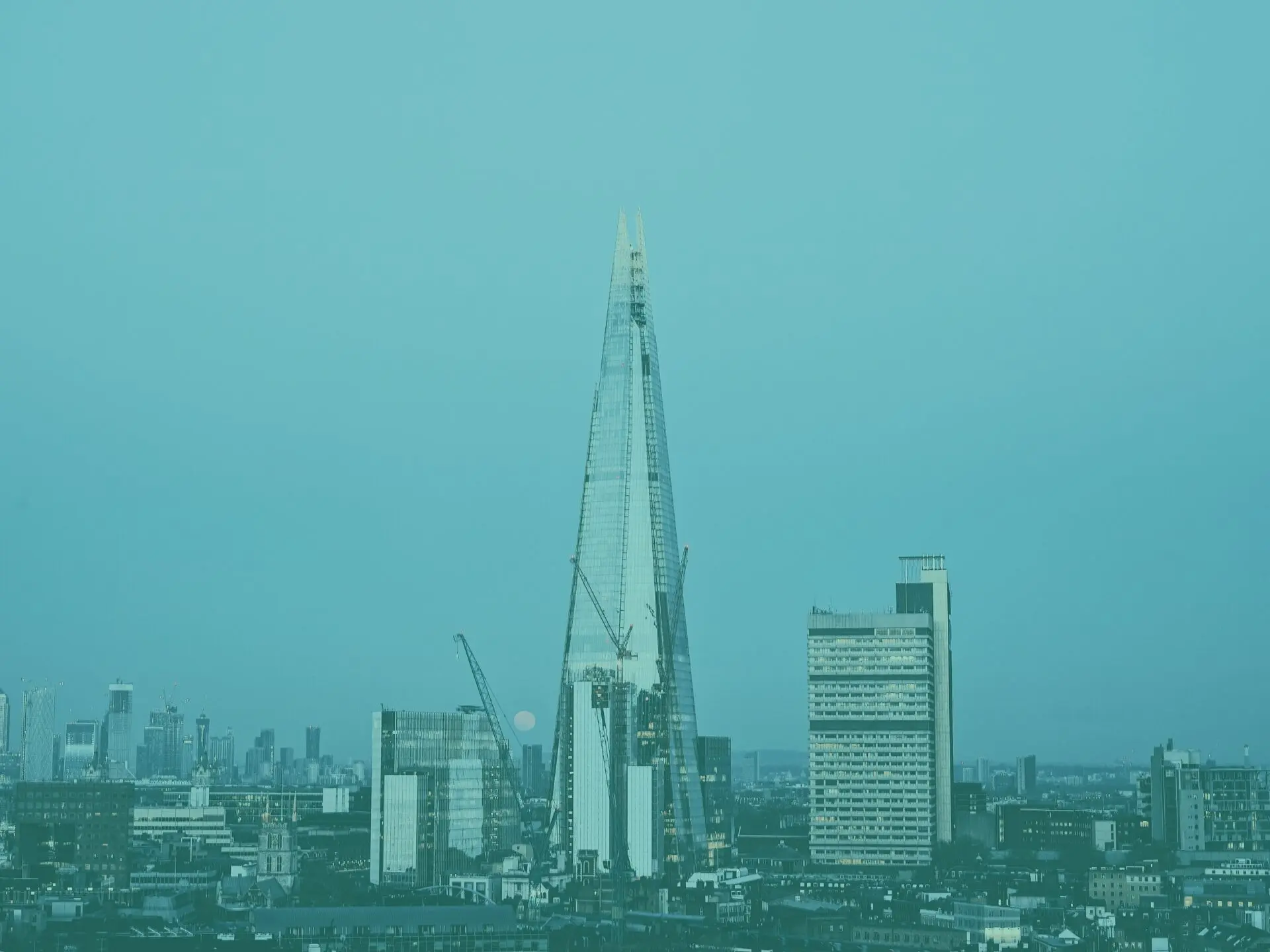 Blue london skyline with the shard