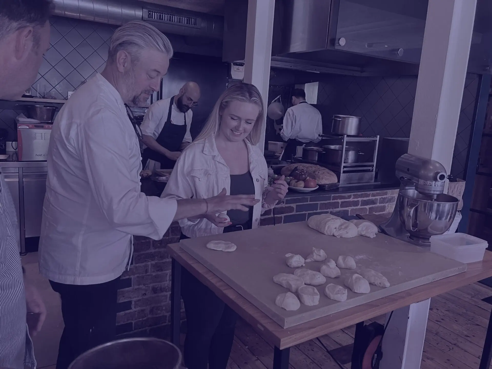 Navy charlotte and chef adam at trinity restaurant game day