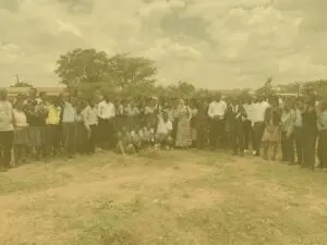 Building Malawi Tree Planting group photo 2024 yellow image overlay