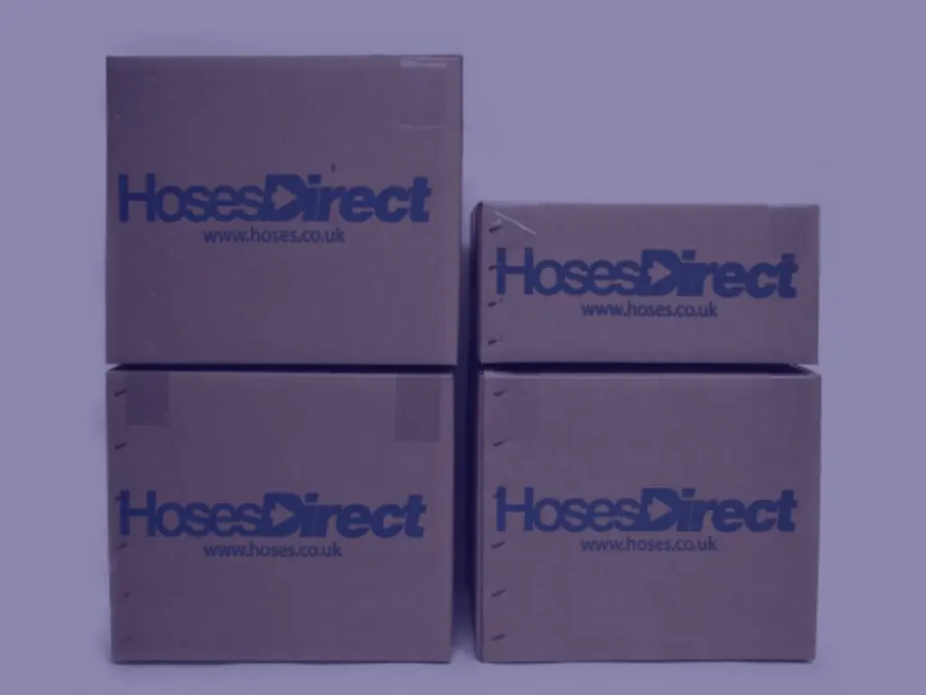 Hoses direct packaging with navy image overlay